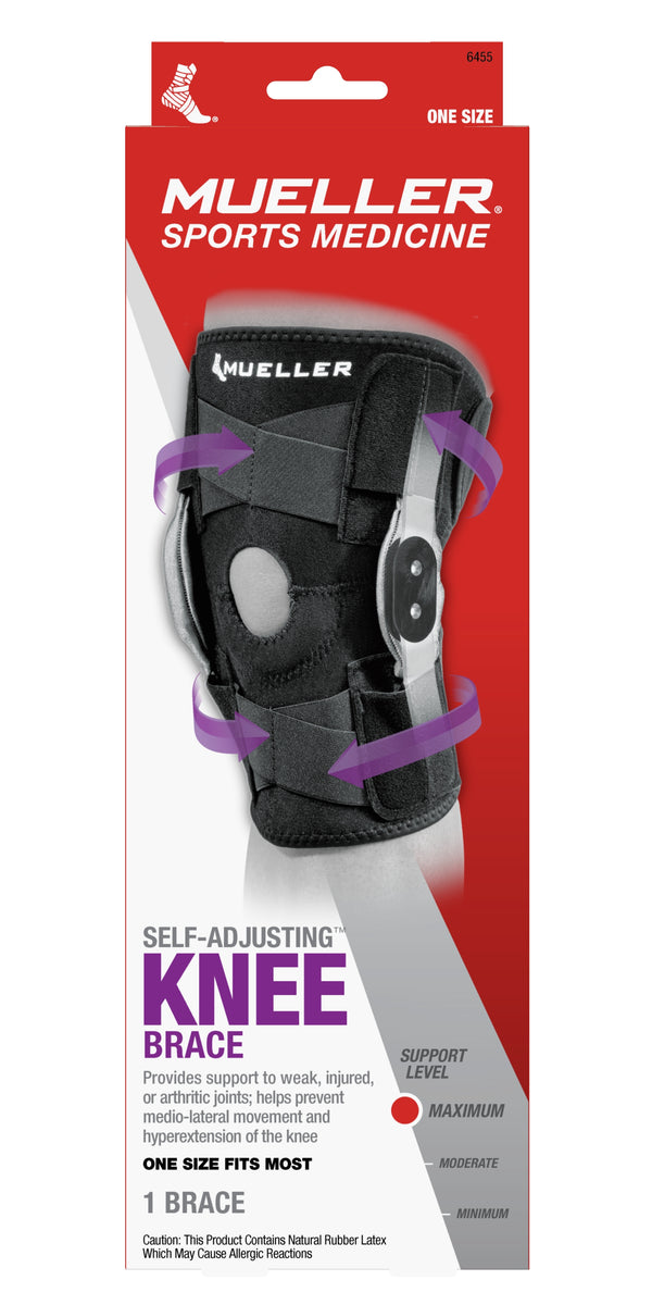 Adjustable Hinged Knee Brace, Black, One Size Fits Most