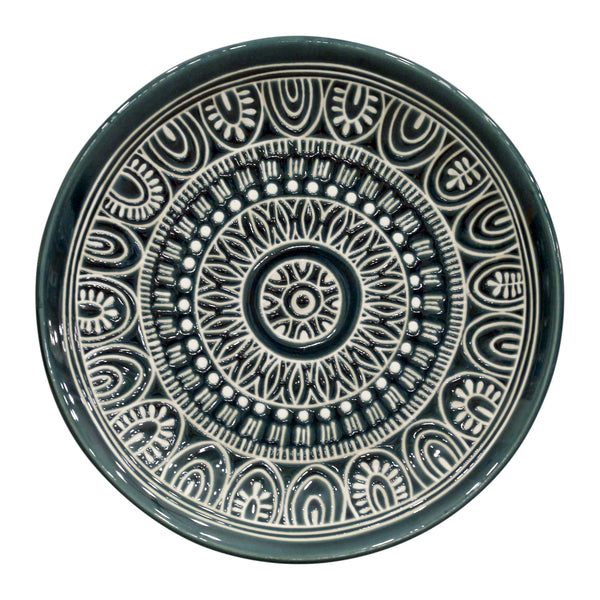 Teal Medallion 12-Piece Dinnerware Set