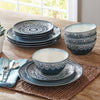Teal Medallion 12-Piece Dinnerware Set